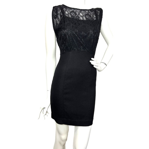 Elizabeth James Dress Women Size XS Black Lace Sheath Sleeveless Mini Button NWT - Picture 10 of 11